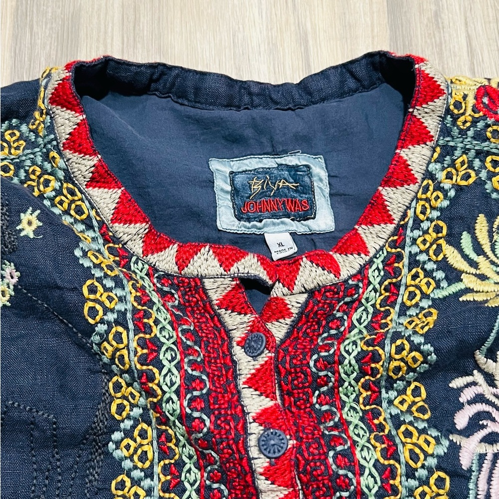 Johnny Was Biya Mishti Linen Embroidered Mini Dress size XL - Picture 3 of 9